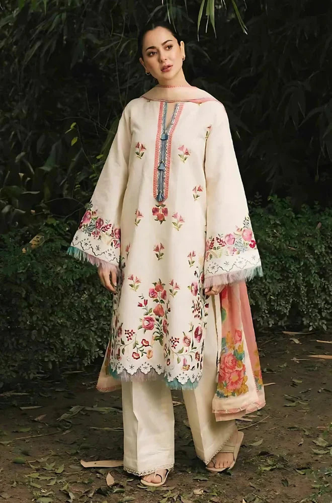 3PC Stitched  Embroidered Lawn- AL 0719