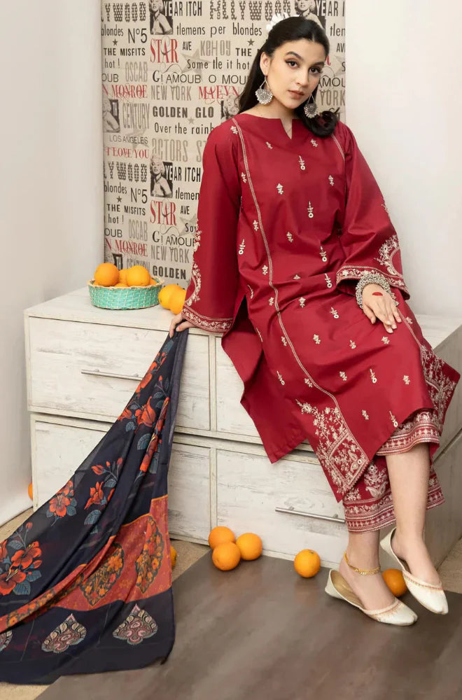 Stitched Embroidered  Lawn 3pc  AL 0696