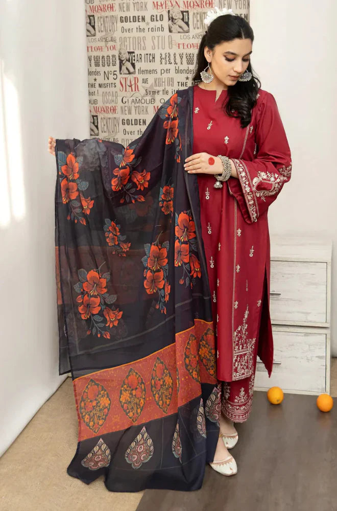 Stitched Embroidered  Lawn 3pc  AL 0696