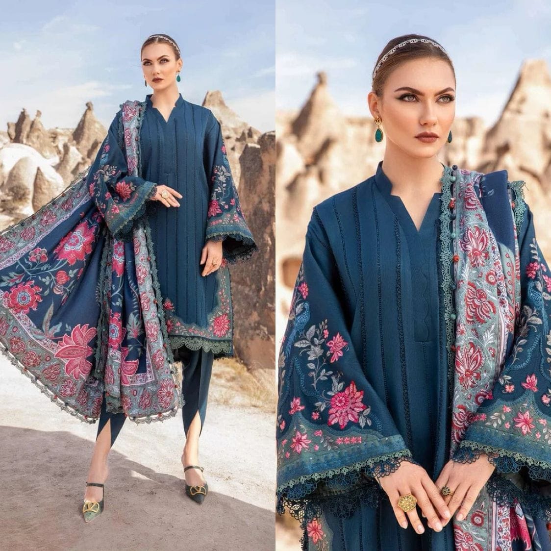 MB-845 Lawn Embroidered 3pc