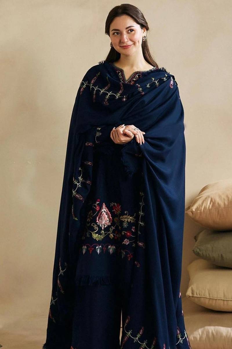 Zara Shah Jhan Embroidered Dhanak Three Piece ALU -15 Blue