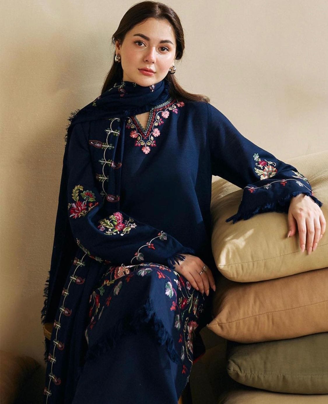 Zara Shah Jhan Embroidered Dhanak Three Piece ALU -15 Blue