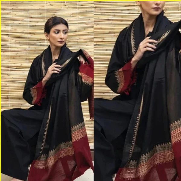 Dyot 451 Black Dhanak Embroidered 3pc Wt