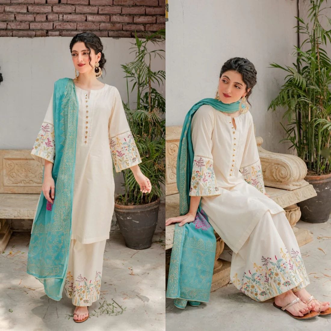 Stitched  Embroidered Lawn 3pc AL 0882