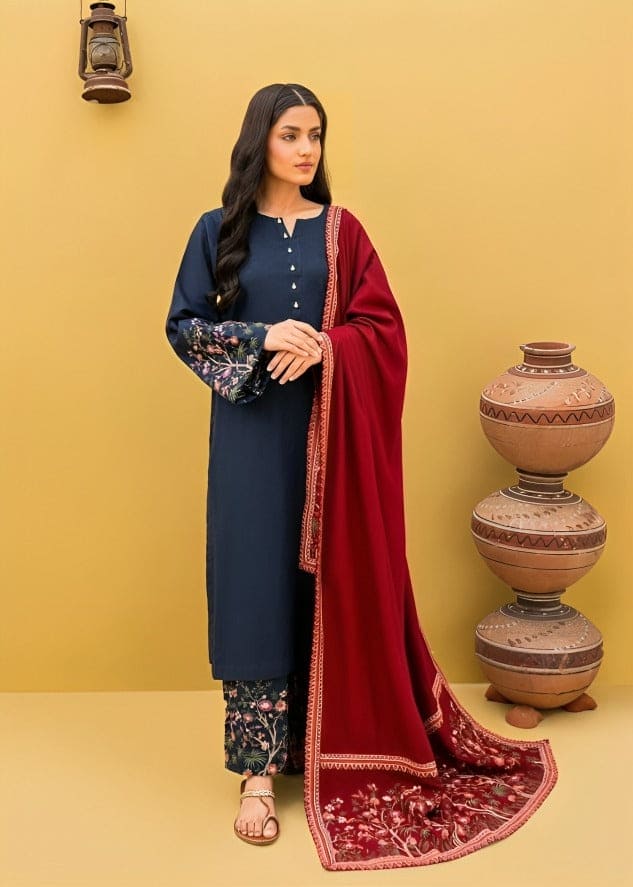 KASTOOR Embroidered Dhanak Three Piece ALU 754